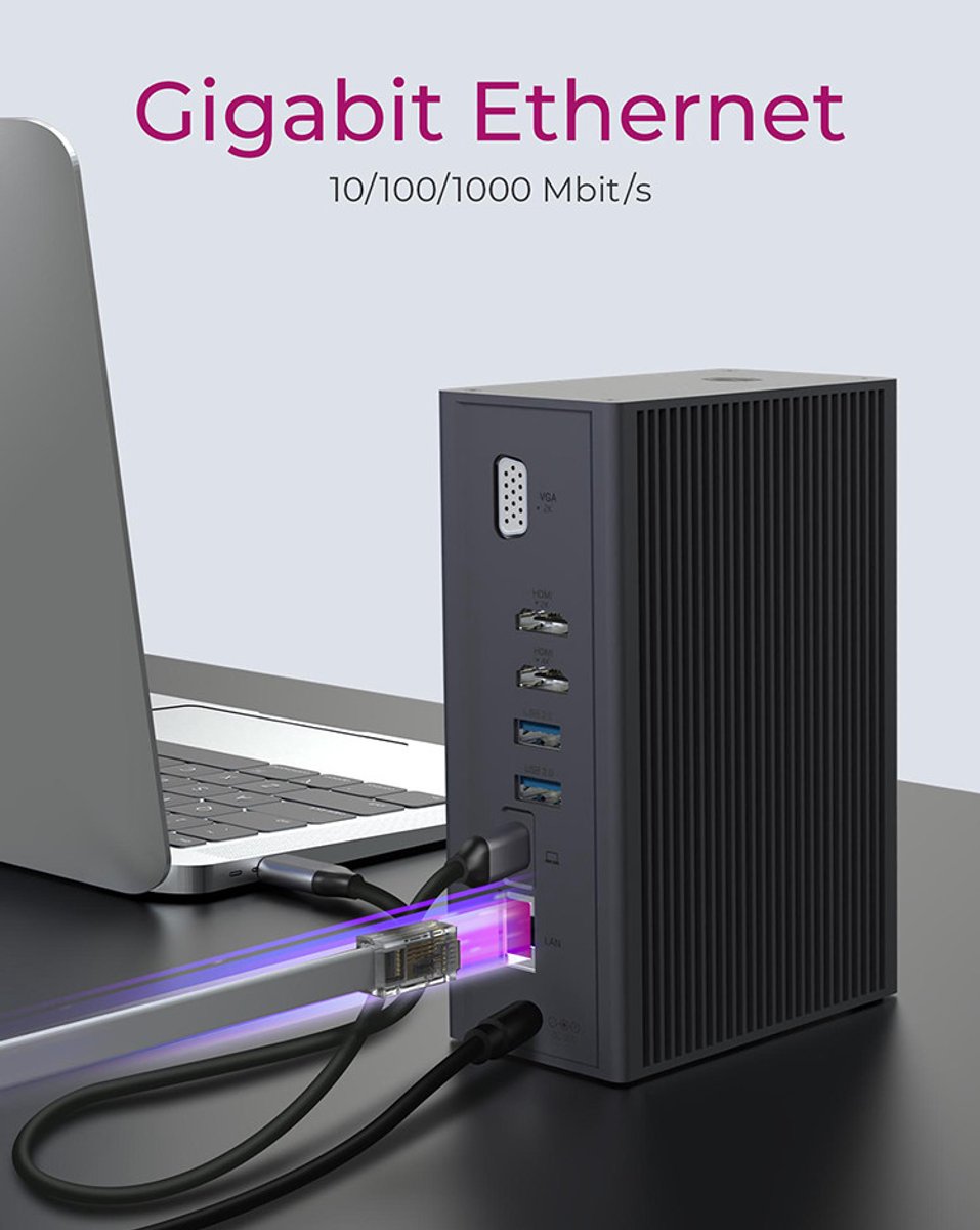 Icy box ib dk2262ac usb c dockings 3 orig - ICY BOX Ib-Dk2262Ac USB-C Dockingstation (zwart)