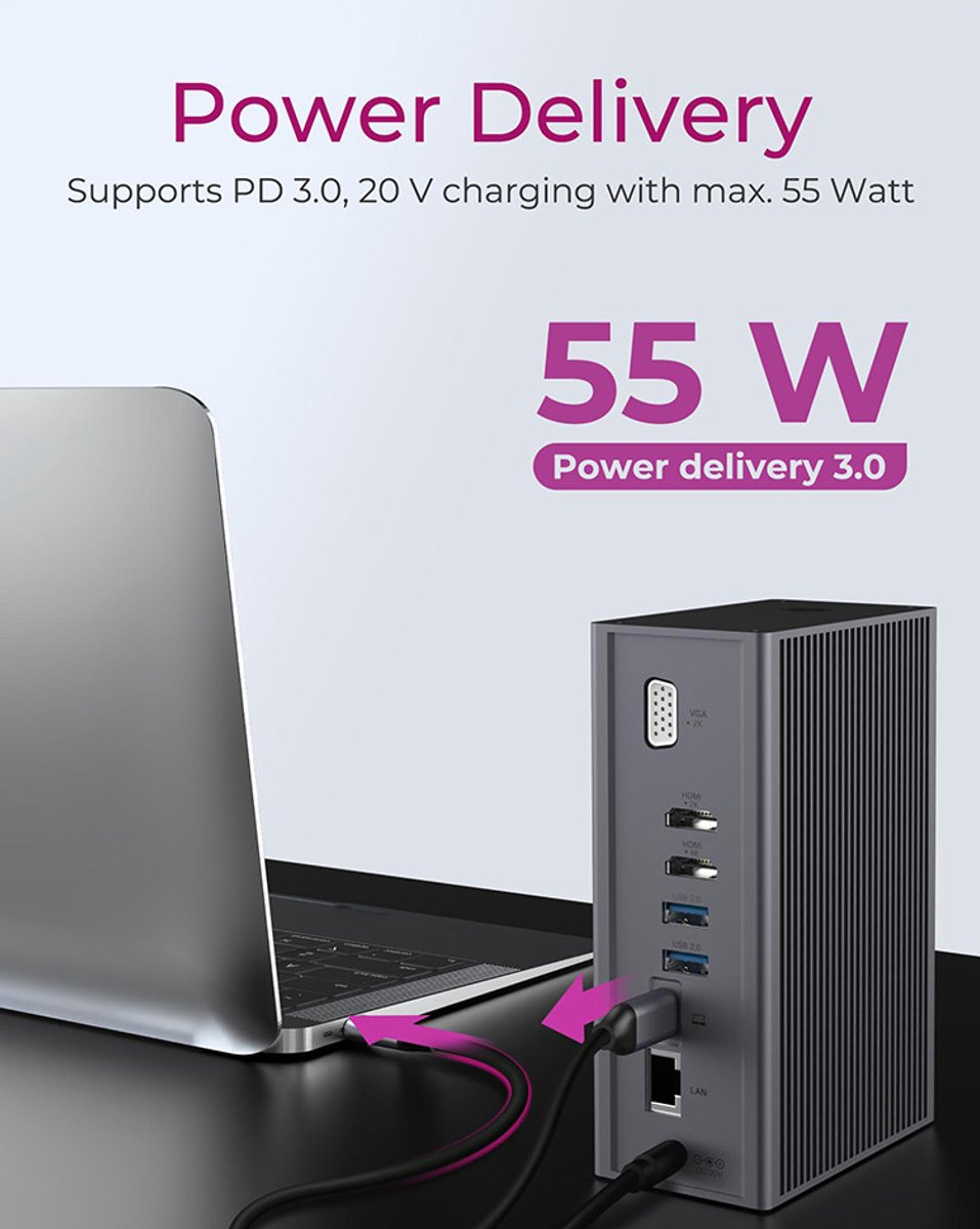 Icy box ib dk2262ac usb c dockings 6 orig - ICY BOX Ib-Dk2262Ac USB-C Dockingstation (zwart)