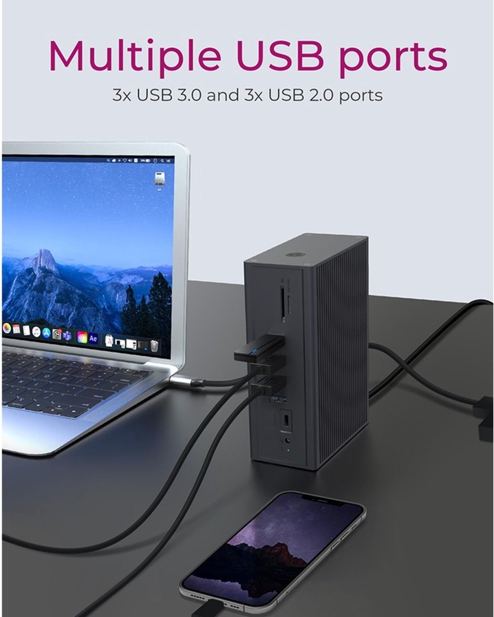 Icy box ib dk2262ac usb c dockings 8 orig - ICY BOX Ib-Dk2262Ac USB-C Dockingstation (zwart)