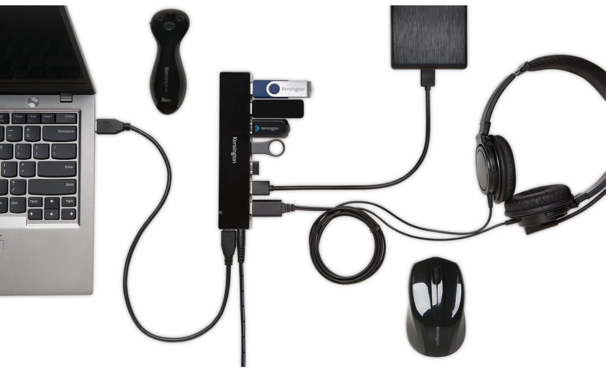 Kensington 7 poorten usb 3 0 hub 2 orig - Kensington 7 Poorten USB 3.0 Hub Voor Snel USB-A USB-hub (zwart)