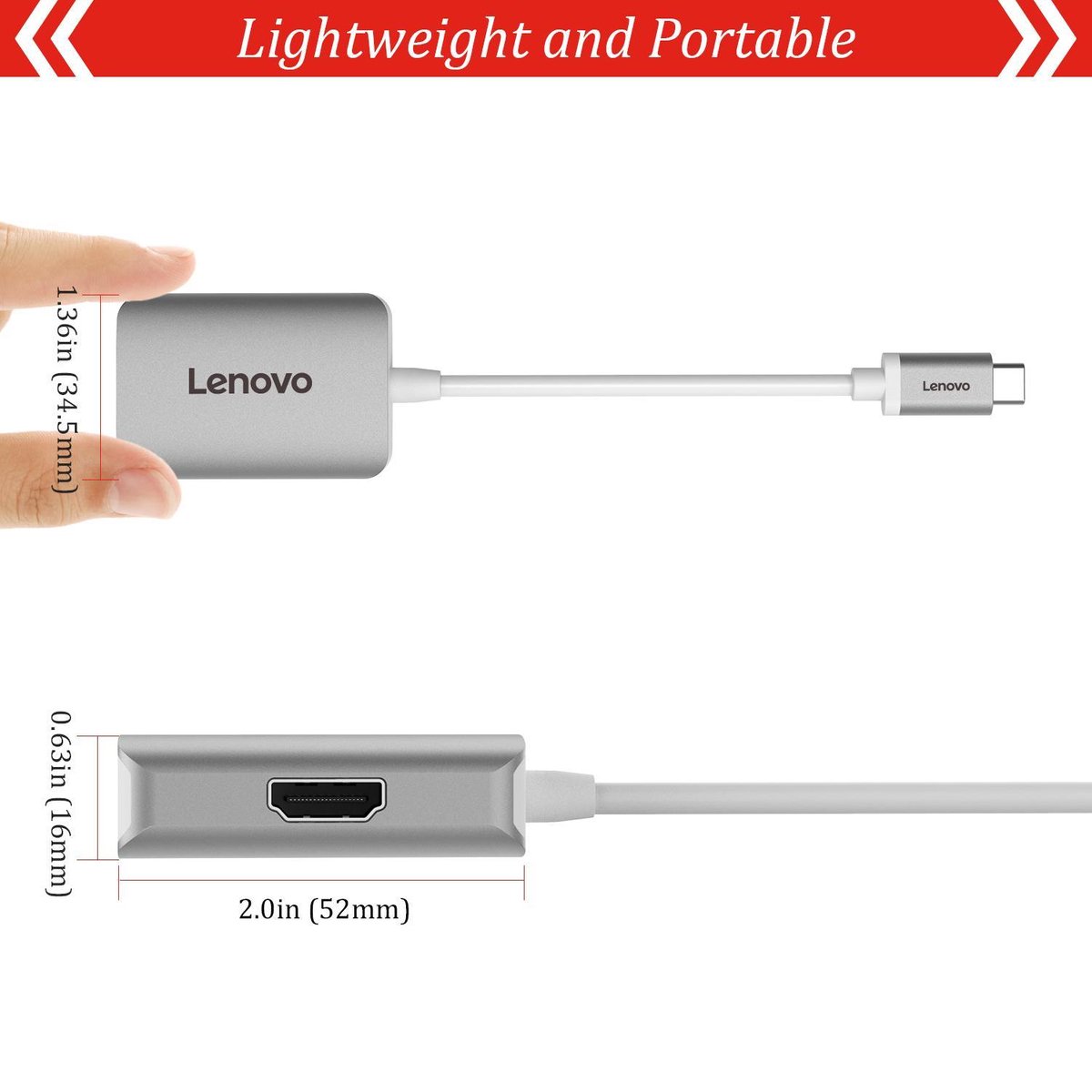 Lenovo usb c hub 4k en vga 7 orig - Lenovo Hub 4K HDMI En VGA Aluminium USB-C Poortreplicator
