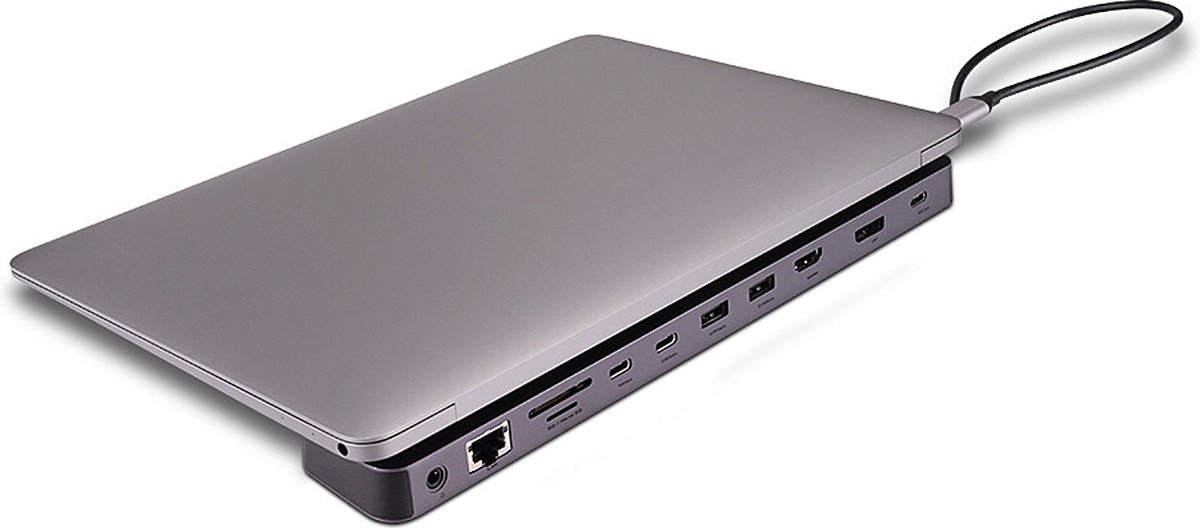 Lindy 43392 laptop dock poortreplica 3 orig - Lindy 43392 Laptop Dock USB-C Dockingstation (grijs)