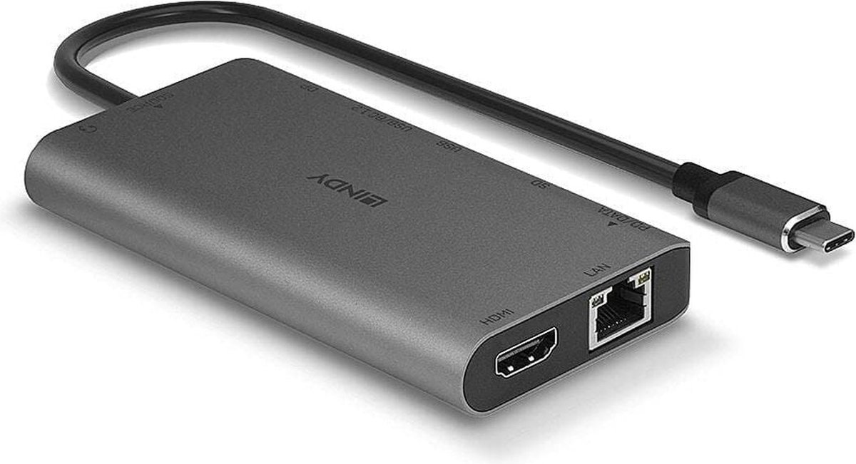 Lindy usb c dockingstation geschikt 4 orig - Lindy 43323 USB-C Dockingstation (grijs)