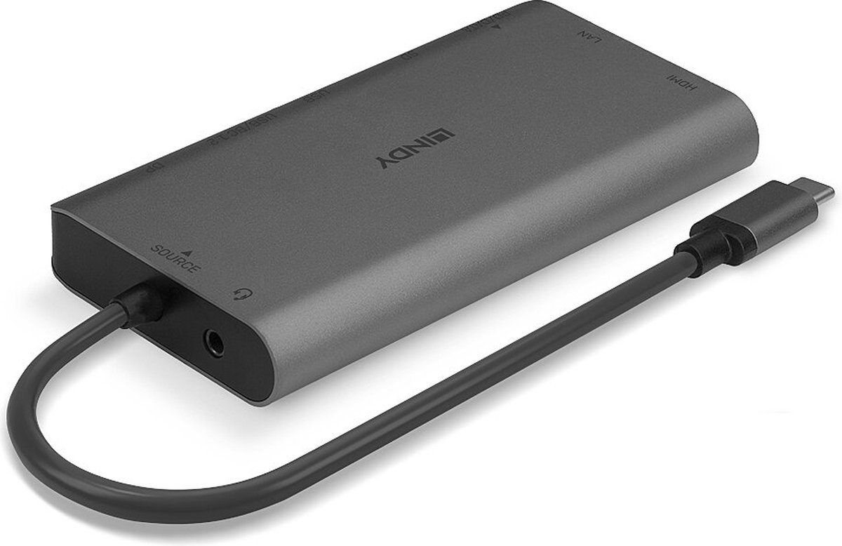 Lindy usb c dockingstation geschikt 5 orig - Lindy 43323 USB-C Dockingstation (grijs)