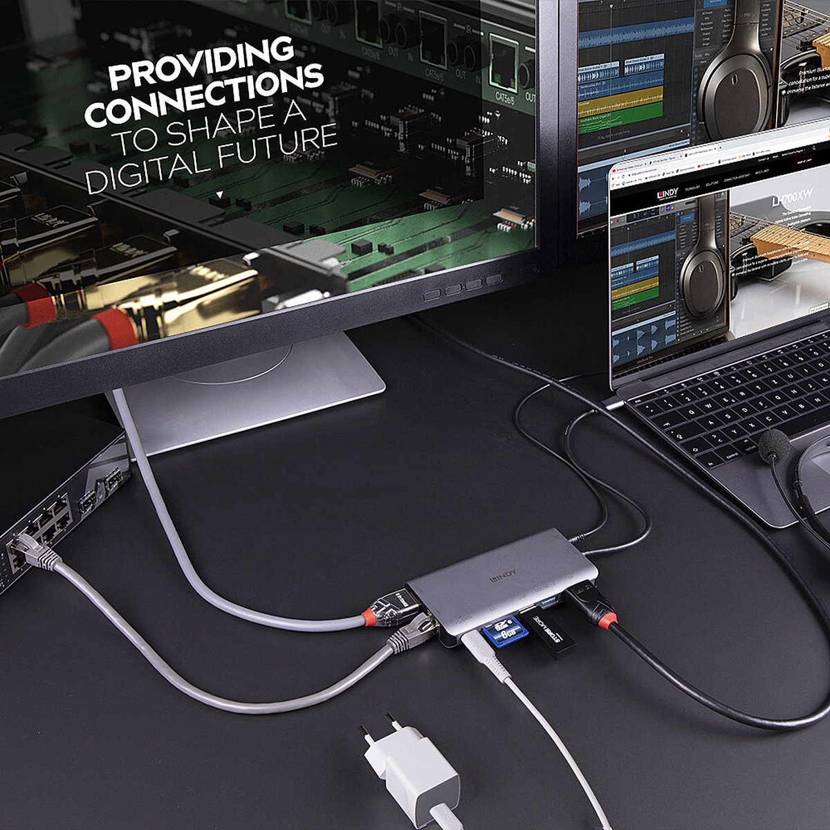 Lindy usb c dockingstation geschikt 6 orig - Lindy 43323 USB-C Dockingstation (grijs)