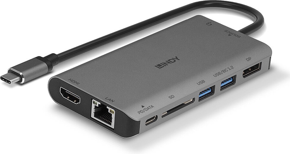 Lindy usb c dockingstation geschikt 9 orig - Lindy 43323 USB-C Dockingstation (grijs)