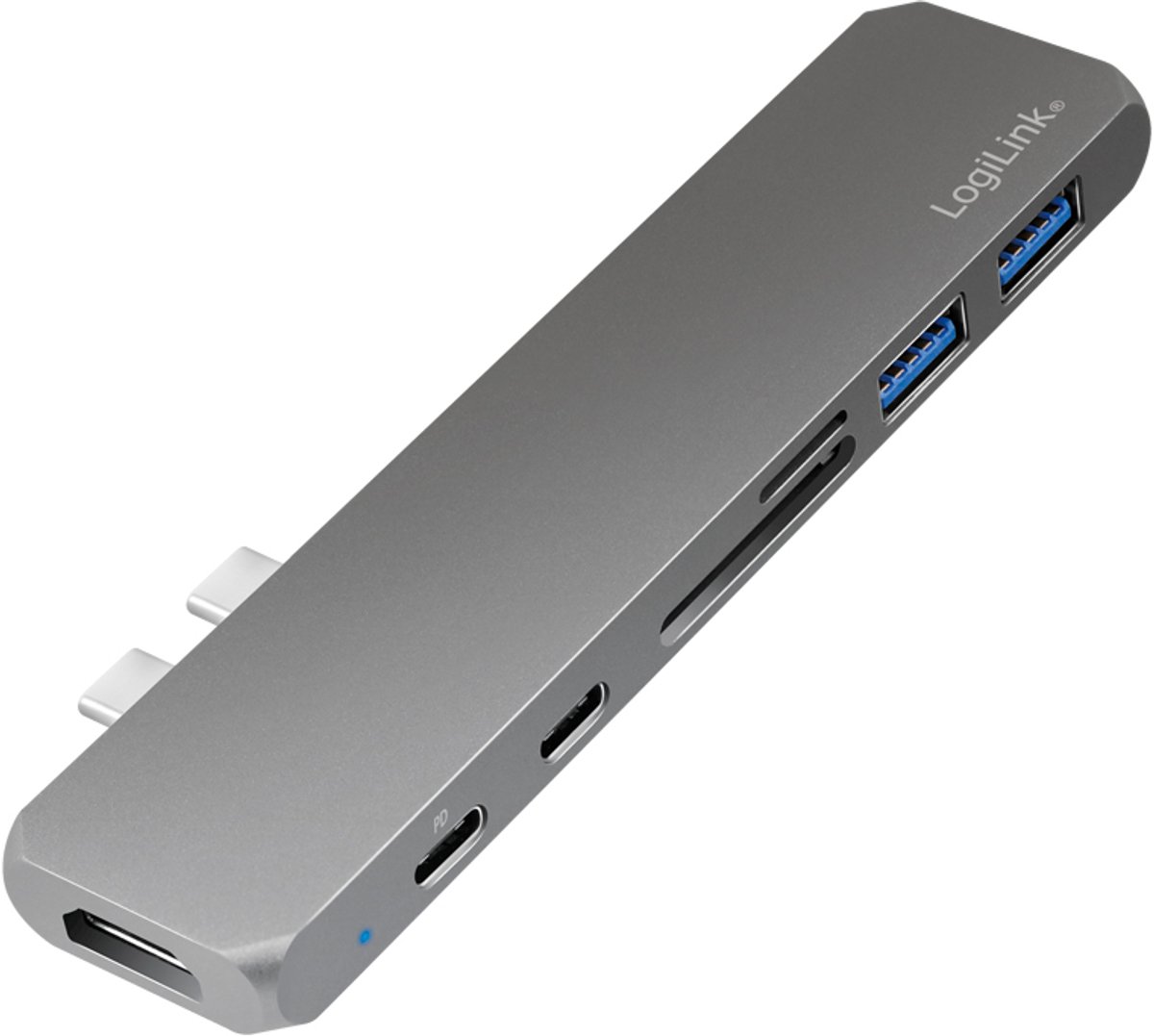 Logilink ua0302 usb c dockingstation ge 6 orig - LogiLink Ua0302 USB-C Dockingstation (zilver)