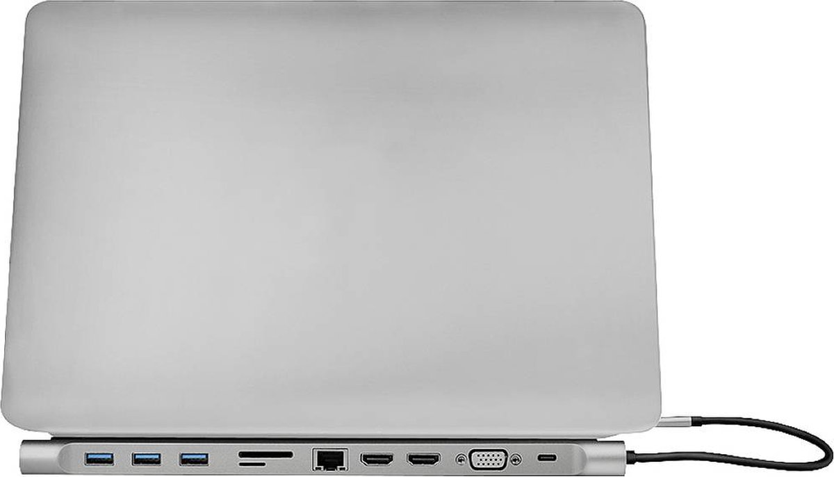 Logilink ua0373 usb c dockingstation ge 10 orig - LogiLink Ua0373 USB-C Dockingstation (zilver)