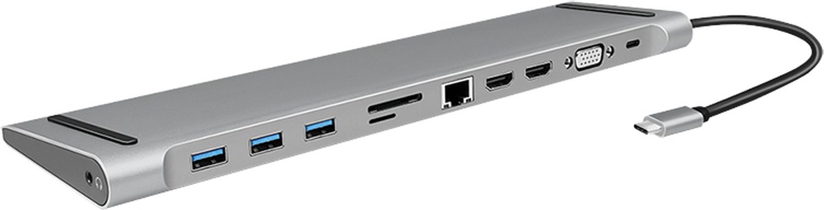 Logilink ua0373 usb c dockingstation ge 4 orig - LogiLink Ua0373 USB-C Dockingstation (zilver)
