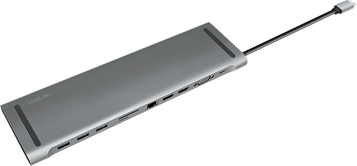 Logilink ua0373 usb c dockingstation ge 5 orig - LogiLink Ua0373 USB-C Dockingstation (zilver)