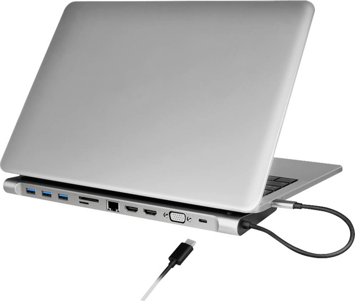Logilink ua0373 usb c dockingstation ge 7 orig - LogiLink Ua0373 USB-C Dockingstation (zilver)