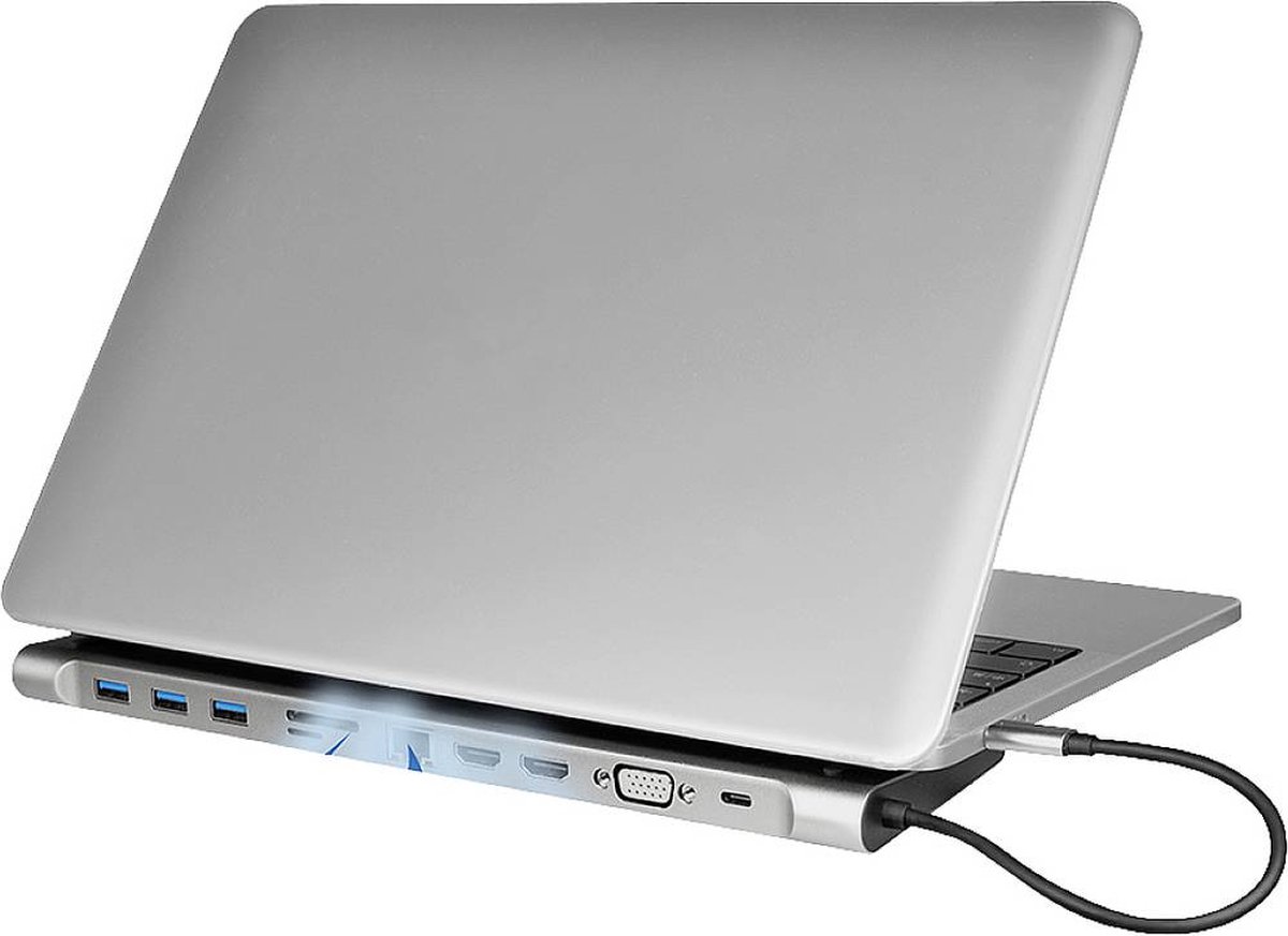 Logilink ua0373 usb c dockingstation ge 9 orig - LogiLink Ua0373 USB-C Dockingstation (zilver)