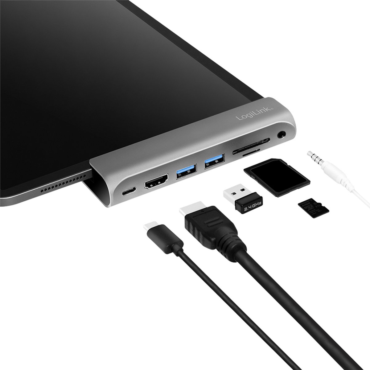 Logilink ua0385 laptop dock poortreplic 10 orig - LogiLink Ua0385 Laptop Dock USB-C Poortreplicator