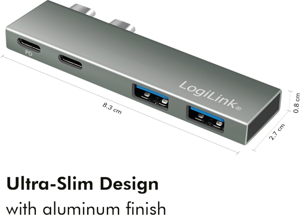 Logilink ua0399 usb c dockingstation ge 4 orig - LogiLink Ua0399 Dockingstation Geschikt Voor USB-C USB-hub (zilver)