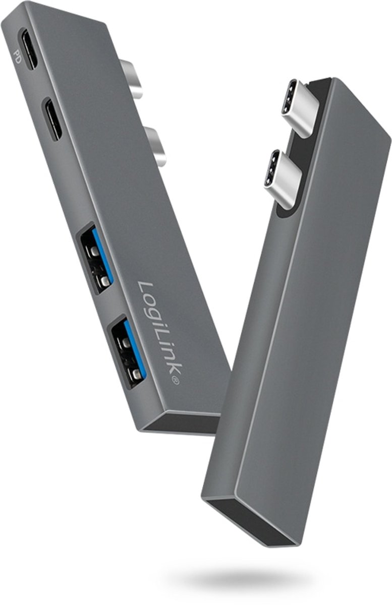 Logilink ua0399 usb c dockingstation ge 6 orig - LogiLink Ua0399 Dockingstation Geschikt Voor USB-C USB-hub (zilver)
