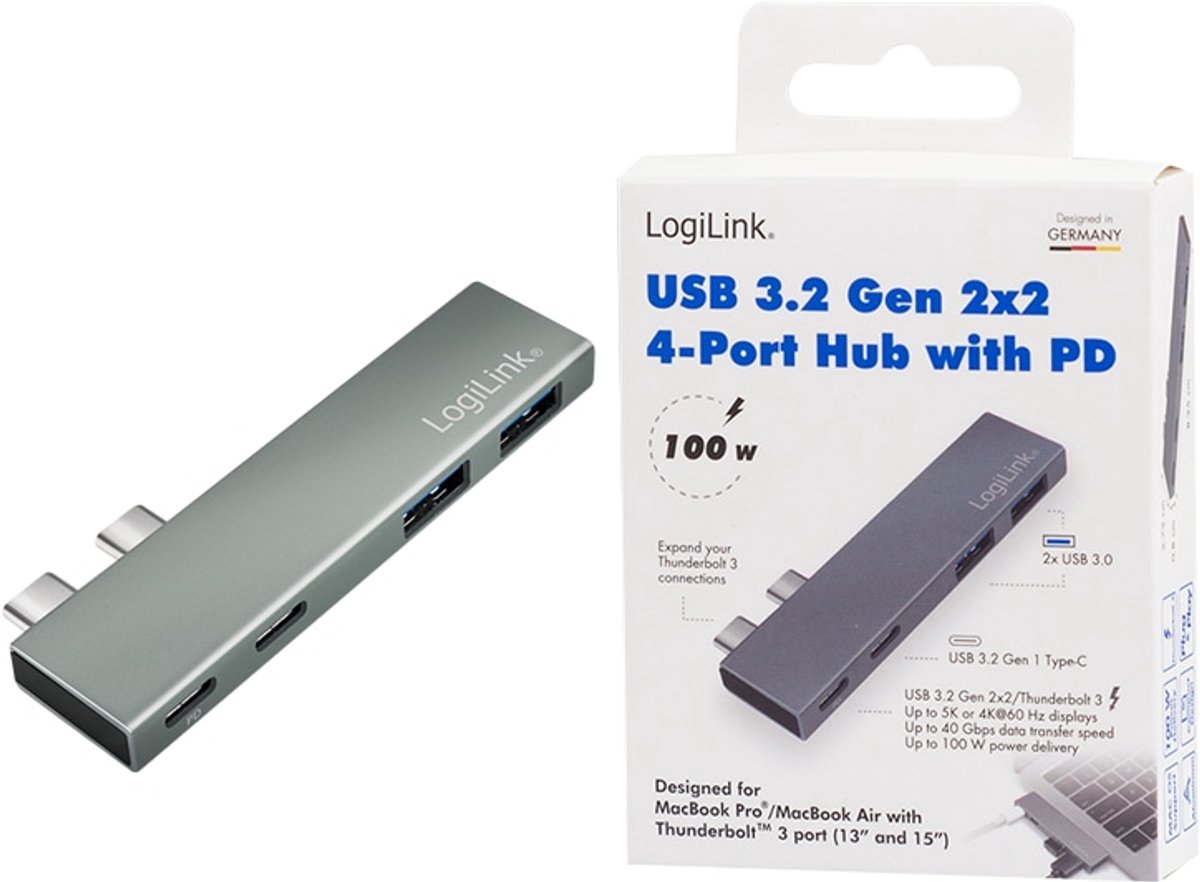Logilink ua0399 usb c dockingstation ge 8 orig - LogiLink Ua0399 Dockingstation Geschikt Voor USB-C USB-hub (zilver)