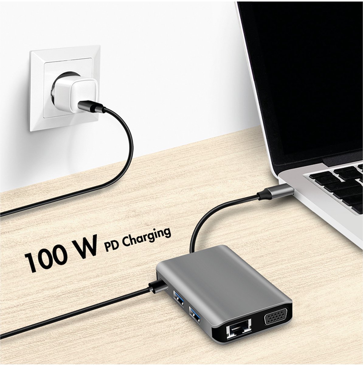 Logilink ua0410 usb c dockingstation ge 4 orig - LogiLink Ua0410 USB-C Dockingstation (grijs)