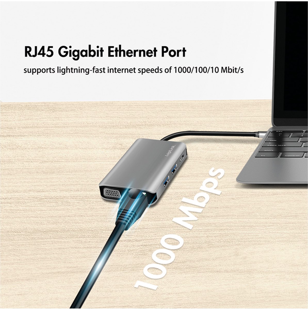 Logilink ua0410 usb c dockingstation ge 5 orig - LogiLink Ua0410 USB-C Dockingstation (grijs)