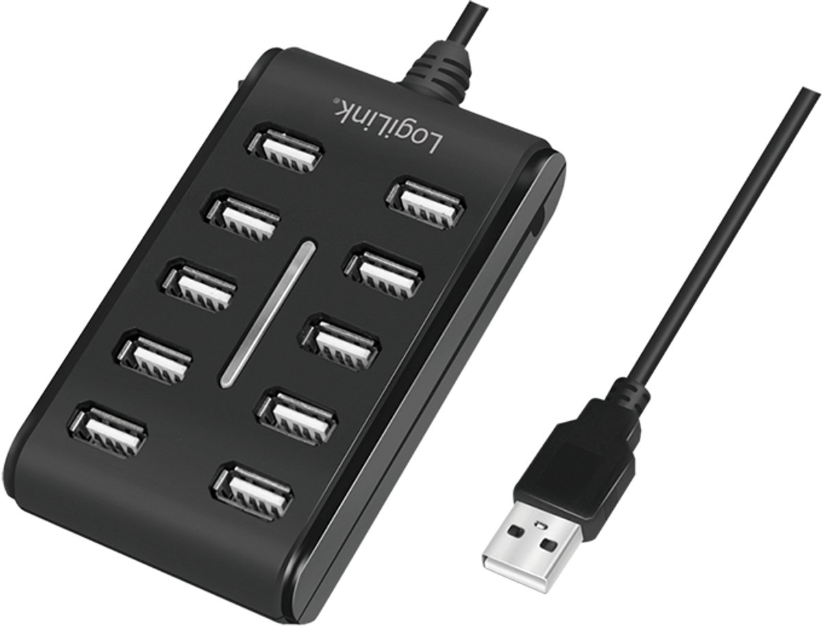 Logilink usb2 0 10 port usb2 hub 4 orig - LogiLink Usb2.0 10-Port Usb2 Hub USB-A USB-hub (zwart)