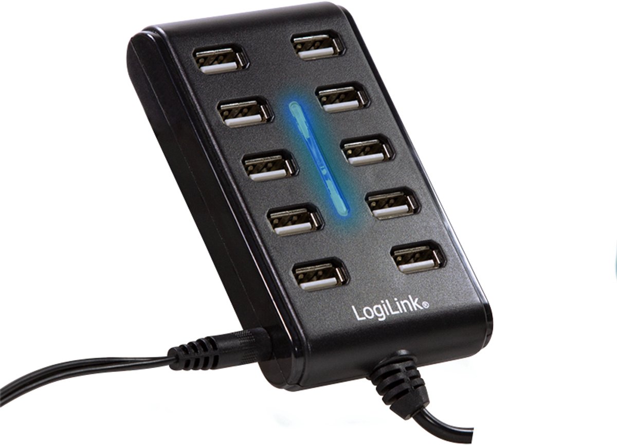 Logilink usb2 0 10 port usb2 hub 9 orig - LogiLink Usb2.0 10-Port Usb2 Hub USB-A USB-hub (zwart)