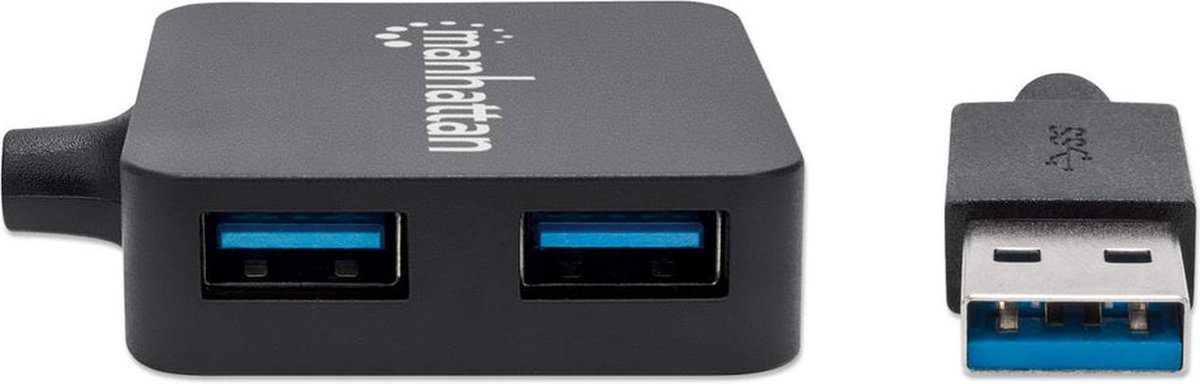 Manhattan 162296 usb hub 4 poorten usb 2 orig - Manhattan 162296 USB-A USB-hub (zwart)