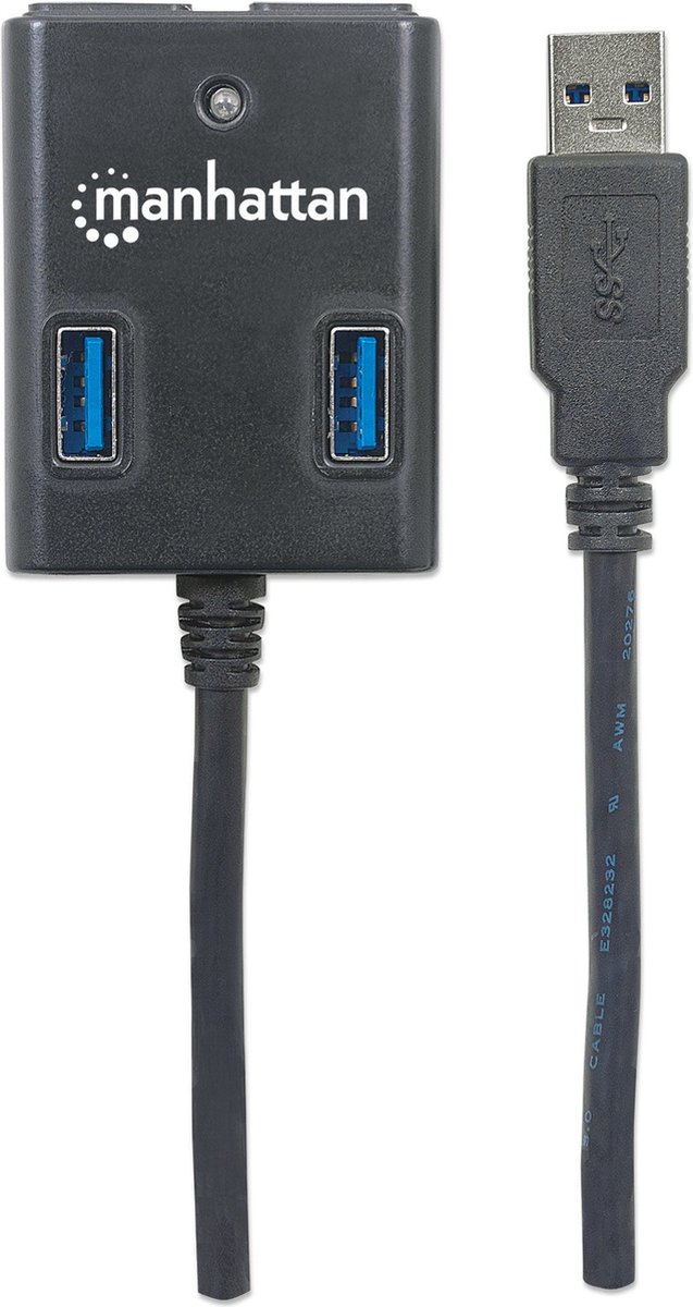 Manhattan 162296 usb hub 4 poorten usb 8 orig - Manhattan 162296 USB-A USB-hub (zwart)