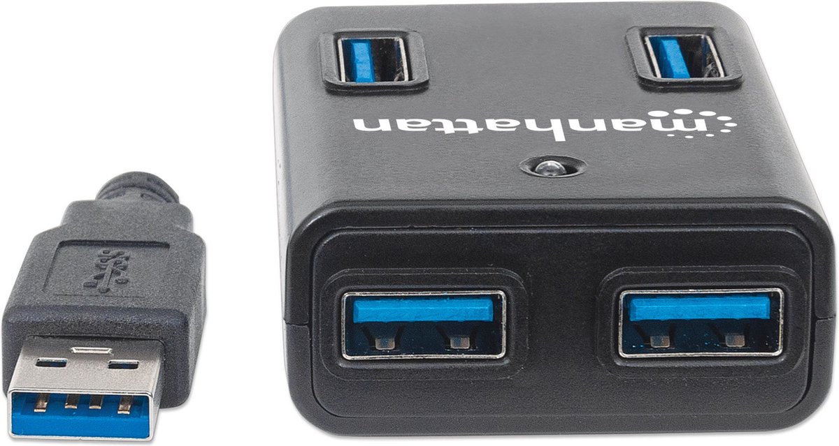 Manhattan 162296 usb hub 4 poorten usb 9 orig - Manhattan 162296 USB-A USB-hub (zwart)