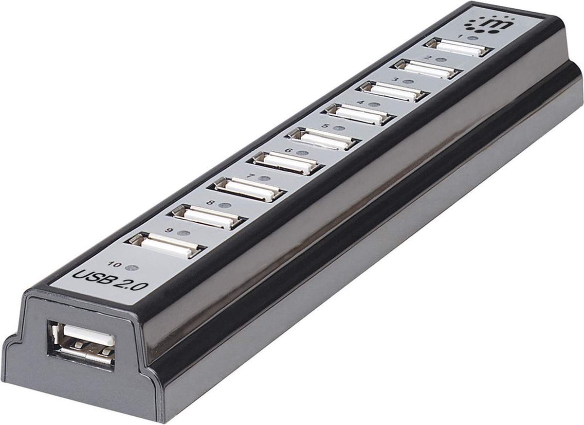 Manhattan usb 2 0 hub 10 poorten