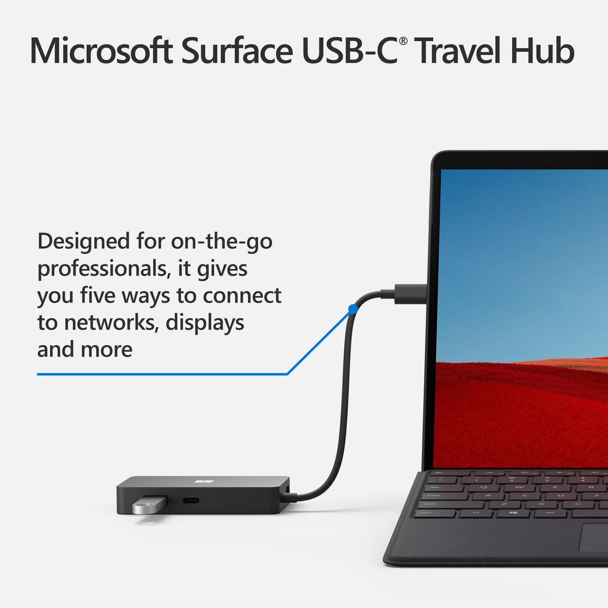 Microsoft surface usb c travel hub docki 5 orig - Microsoft Surface Travel Hub USB-C Poortreplicator (zwart)