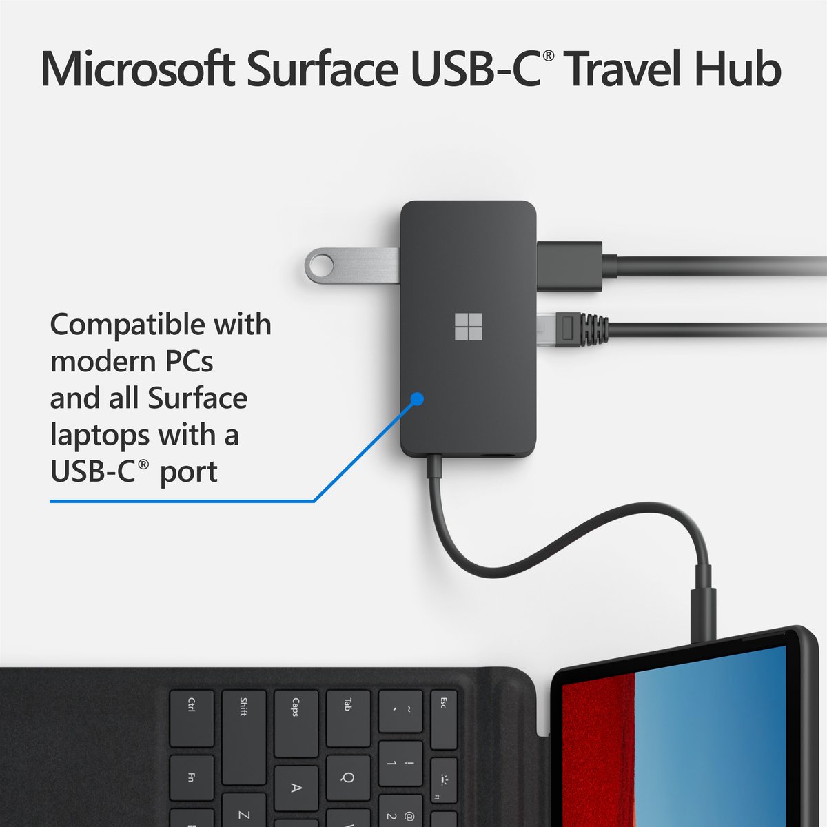 Microsoft surface usb c travel hub docki 6 orig - Microsoft Surface Travel Hub USB-C Poortreplicator (zwart)