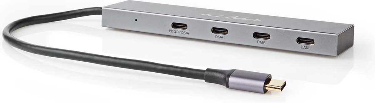 Nedis usb 3 0 hub usb splitter 2 orig - Nedis USB 3.0 Hub USB Splitter 10 Gbps 4 Poorten USB-C USB-hub (grijs)