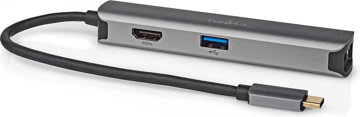 Nedis usb c hub 5 in 1 3 orig - Nedis Hub 5-In-1 Adapter HDMI 4K Ethernet 3X USB-C USB-hub (grijs)
