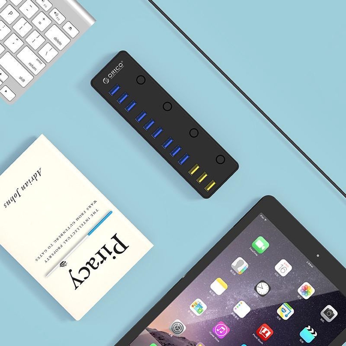 Orico 12 poorts multi functioneel 9x 9 orig - Orico 12 Poorts Multi Functioneel 9X USB 3.0 Hub USB-A USB-hub (zwart)