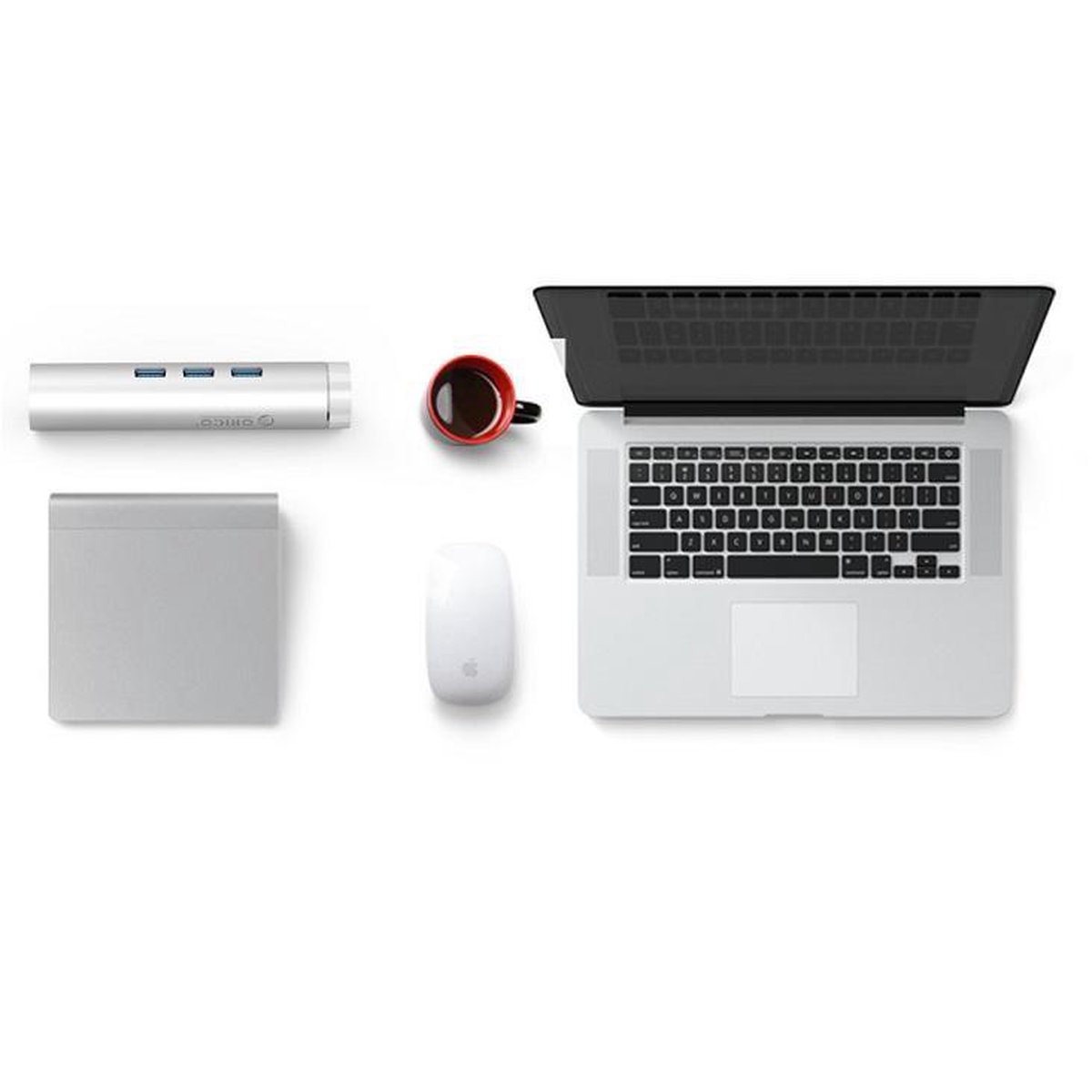 Orico aluminium usb3 0 hub met 3 10 orig - Orico Aluminium Usb3.0 Hub Met 3 Type-A Poorten 1 USB-C USB-hub