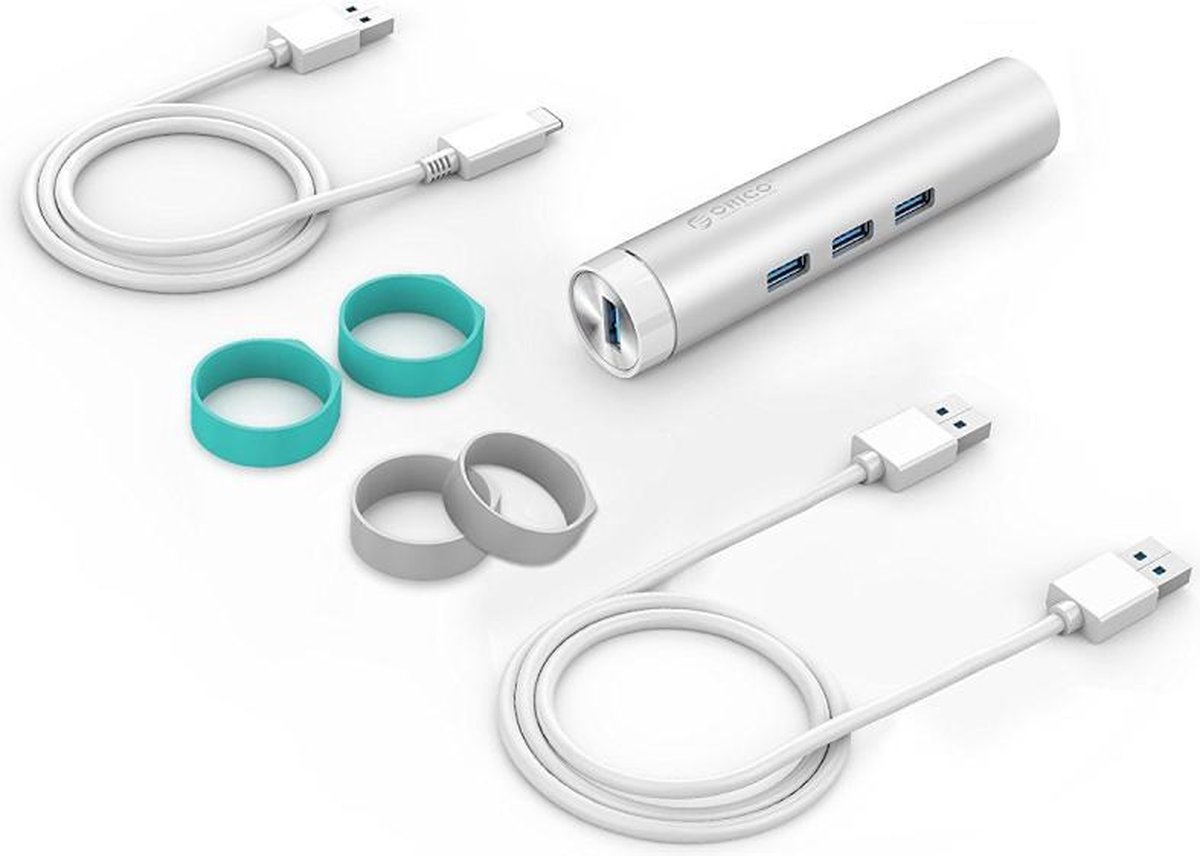 Orico aluminium usb3 0 hub met 3 3 orig - Orico Aluminium Usb3.0 Hub Met 3 Type-A Poorten 1 USB-C USB-hub