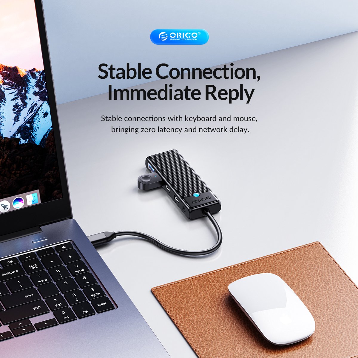 Orico hub met usb c aansluiting 2x 5 orig - Orico Hub Met Aansluiting 2X USB 3.0 1X Power USB-C USB-hub (zwart)