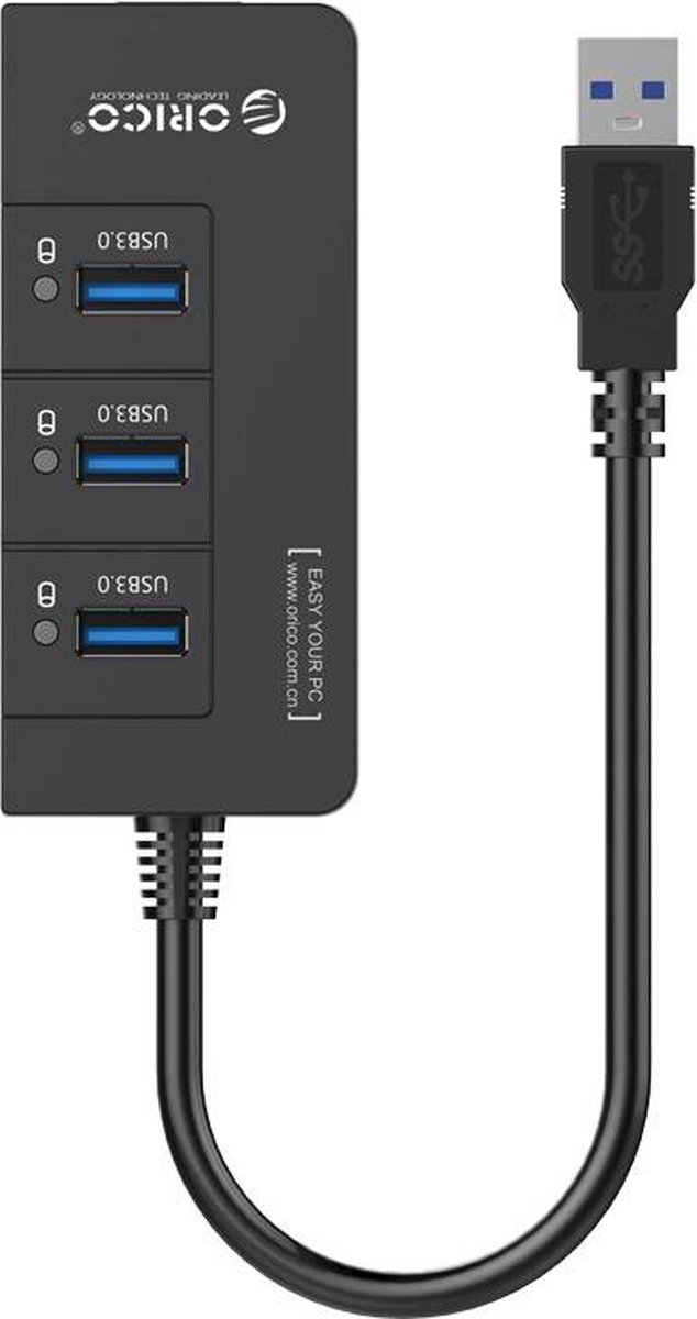 Orico usb 3 0 hub 3x usb 2 orig - Orico USB 3.0 Hub 3X USB Poorten En Gigabit USB-A USB-hub (zwart)