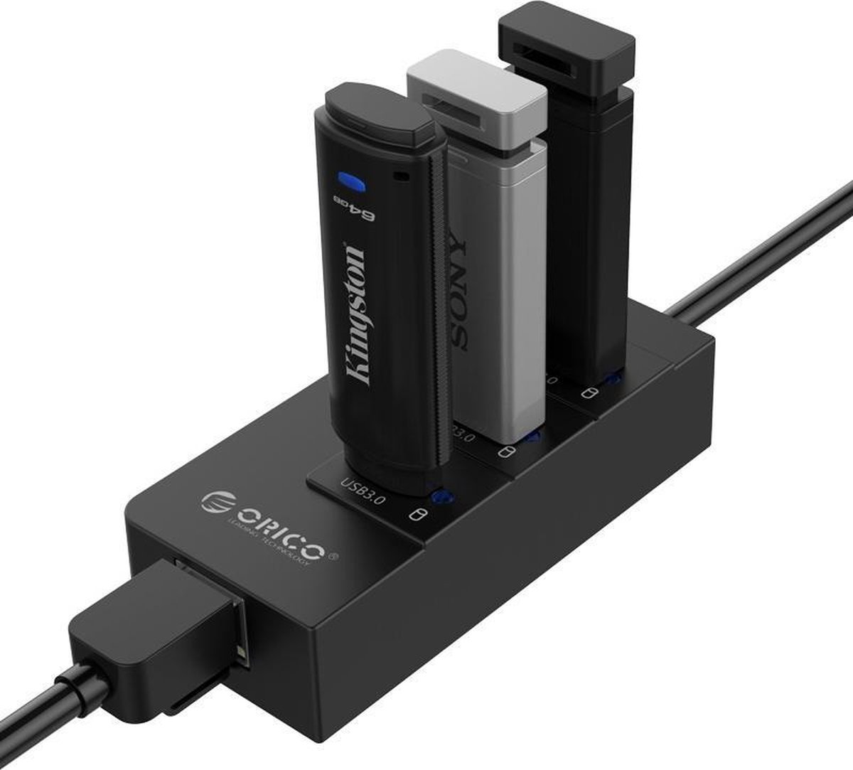 Orico usb 3 0 hub 3x usb 3 orig - Orico USB 3.0 Hub 3X USB Poorten En Gigabit USB-A USB-hub (zwart)