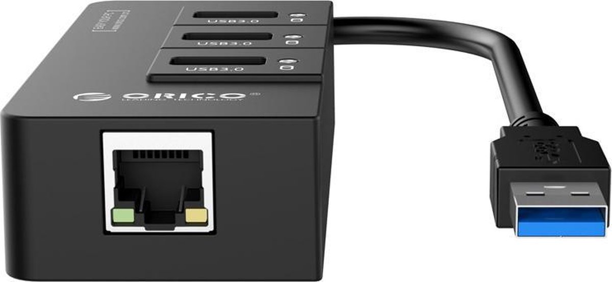 Orico usb 3 0 hub 3x usb 5 orig - Orico USB 3.0 Hub 3X USB Poorten En Gigabit USB-A USB-hub (zwart)