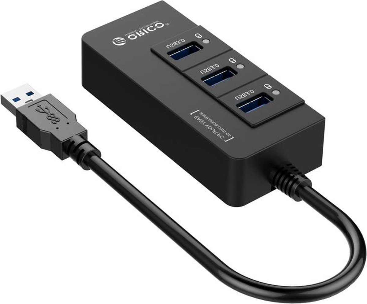 Orico usb 3 0 hub 3x usb 9 orig - Orico USB 3.0 Hub 3X USB Poorten En Gigabit USB-A USB-hub (zwart)