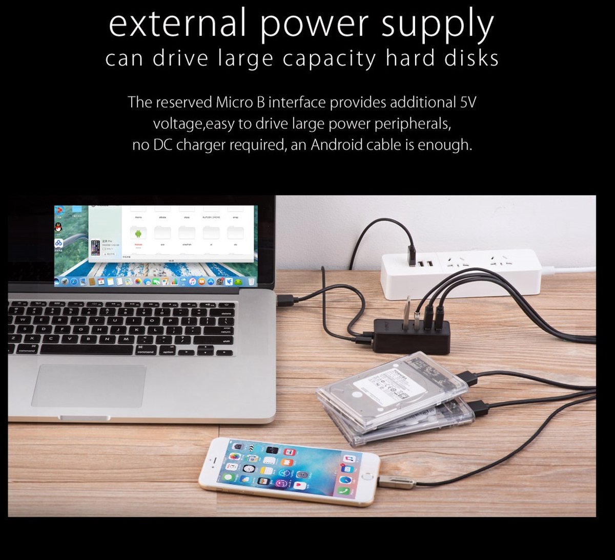 Orico usb 3 0 hub 4x usb 6883351 6 orig - Orico USB 3.0 Hub 4X USB Poorten Otg Functie USB-A USB-hub (zwart)