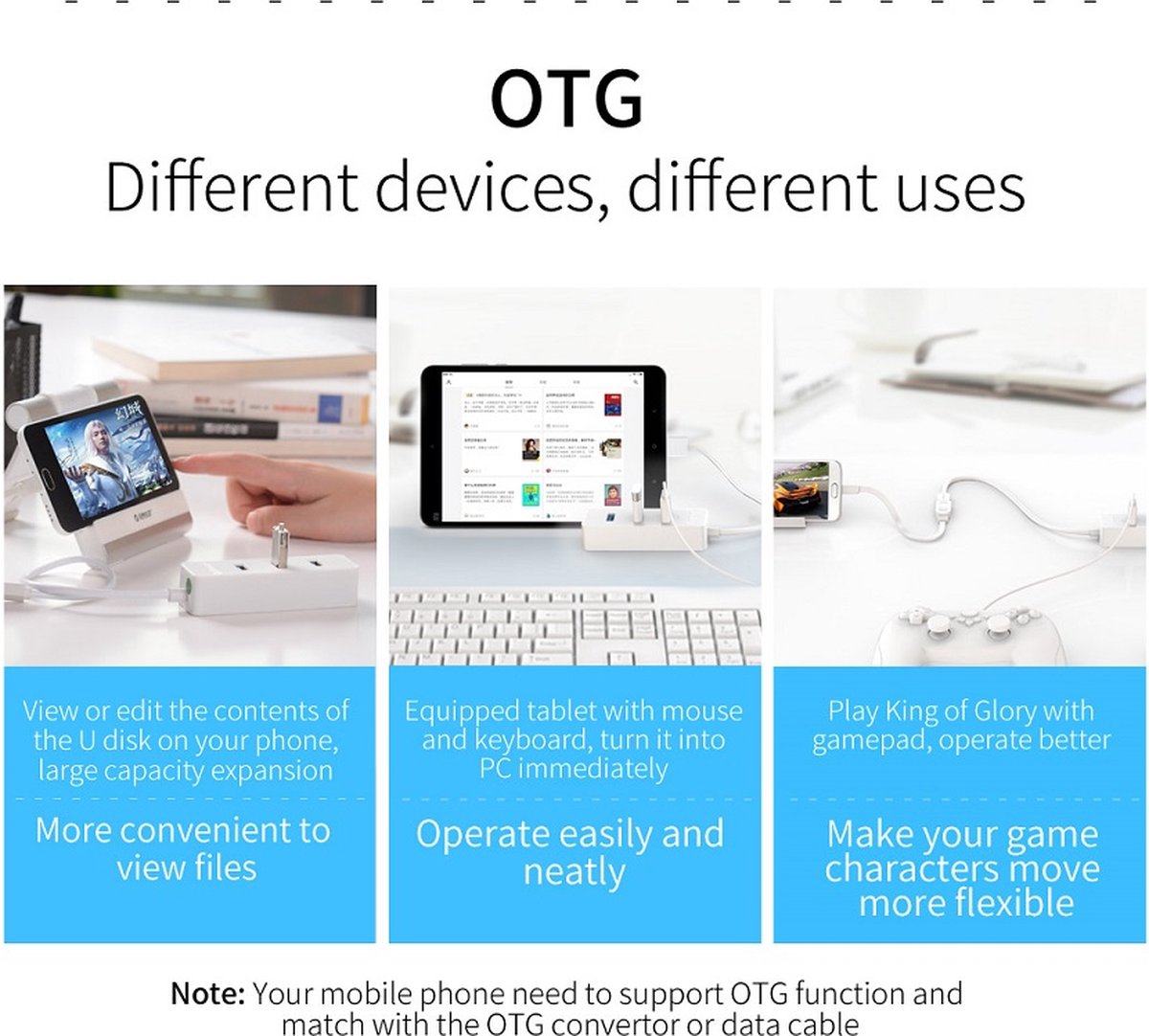 Orico usb 3 0 hub 4x usb 6883351 8 orig - Orico USB 3.0 Hub 4X USB Poorten Otg Functie USB-A USB-hub (zwart)