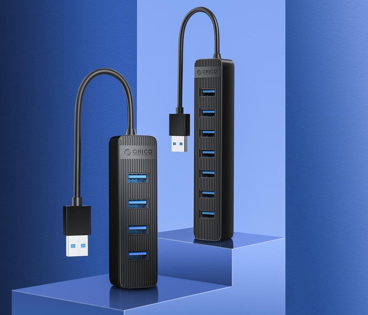 Orico usb 3 0 hub met 4 6883652 9 orig - ORICO USB 3.0 Hub Met 4 Poorten Extra USB-C USB-A USB-hub (zwart)