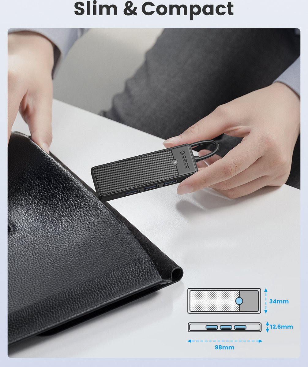 Orico usb c hub 3x usb a 7189331 2 orig - Orico Hub 3X USB-A 3.0 5Gbps Sd Kaartlezer Micro USB-C USB-hub (zwart)