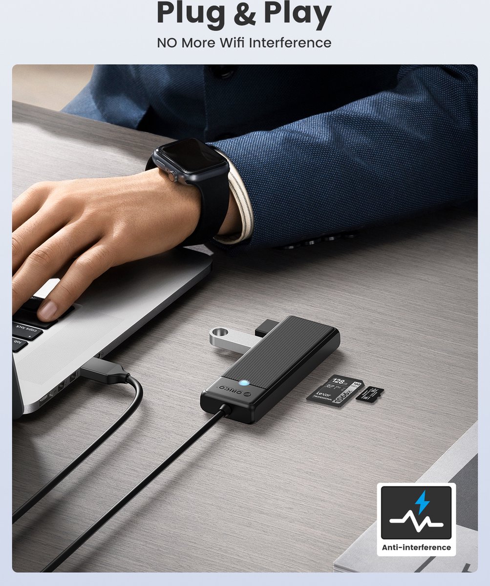 Orico usb c hub 3x usb a 7189331 5 orig - Orico Hub 3X USB-A 3.0 5Gbps Sd Kaartlezer Micro USB-C USB-hub (zwart)