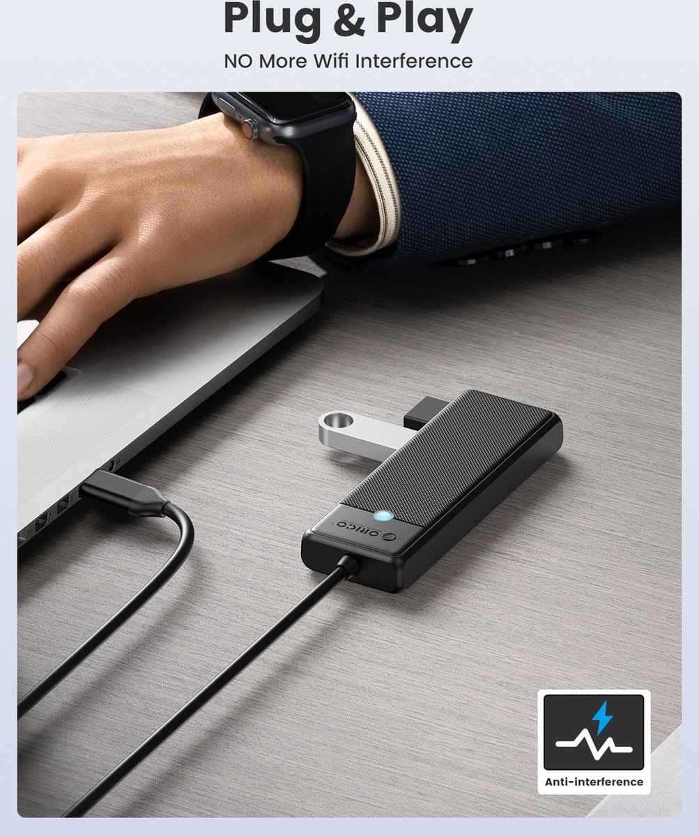 Orico usb c hub 4x usb a 6883414 6 orig - Orico Hub 4X USB-A 3.0 5Gbps Poorten USB-C USB-hub (zwart)