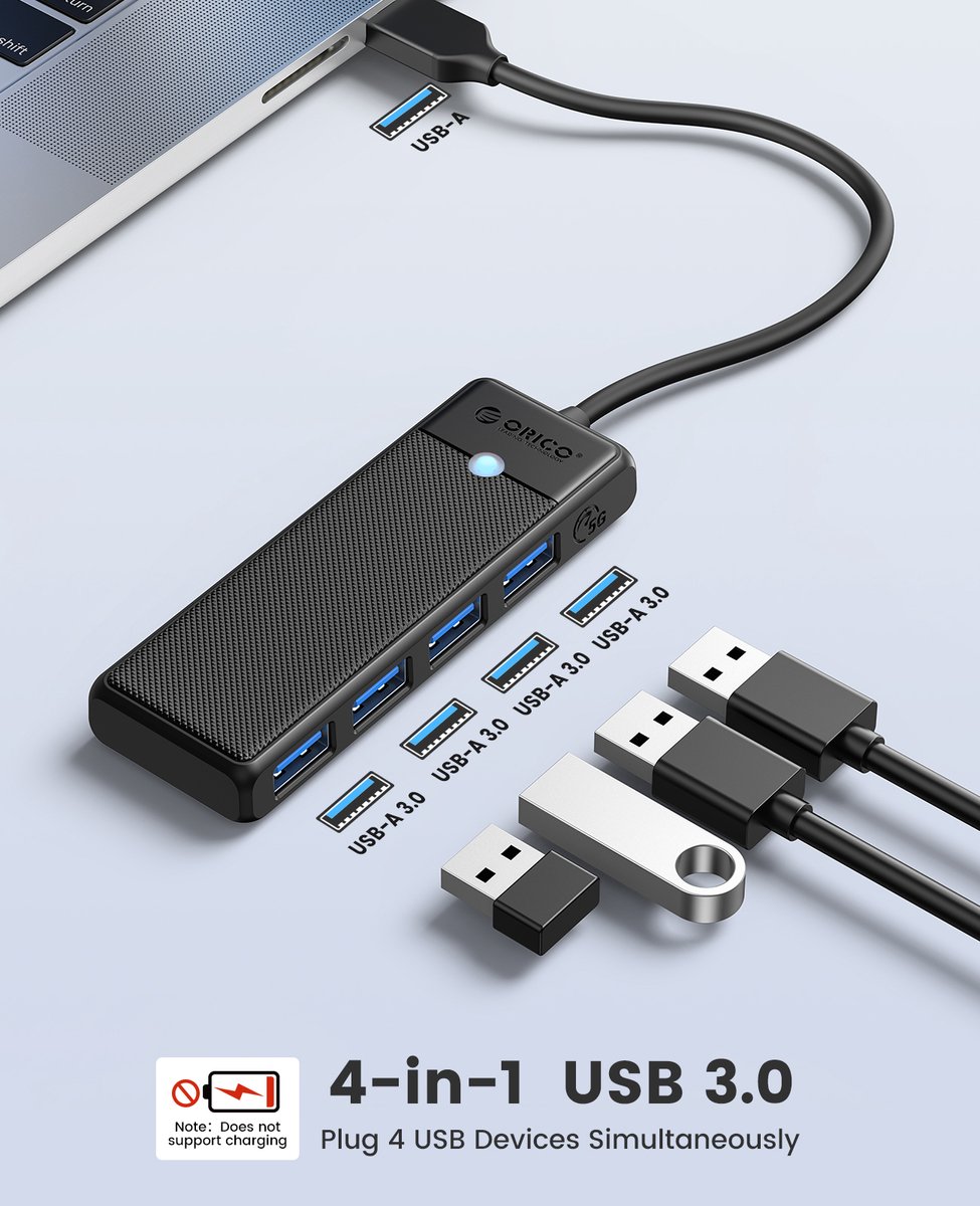 Orico usb c hub 4x usb a 6883414 9 orig - Orico Hub 4X USB-A 3.0 5Gbps Poorten USB-C USB-hub (zwart)