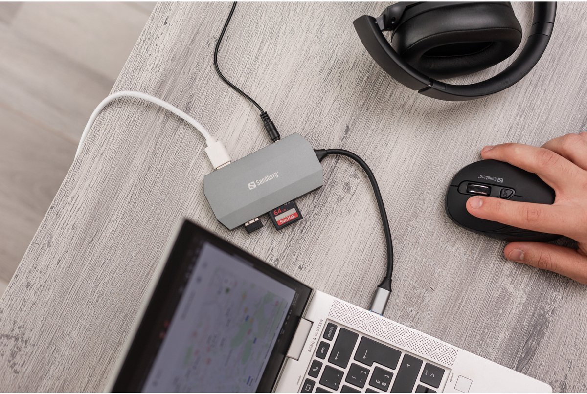 Sandberg 136 33 usb c 6 in1 2 orig - Sandberg 136-33 6-In1 Travel Dock USB-C Dockingstation (grijs)