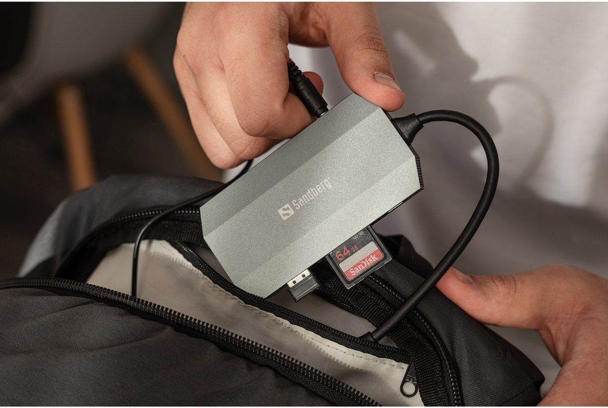 Sandberg 136 33 usb c 6 in1 6 orig - Sandberg 136-33 6-In1 Travel Dock USB-C Dockingstation (grijs)