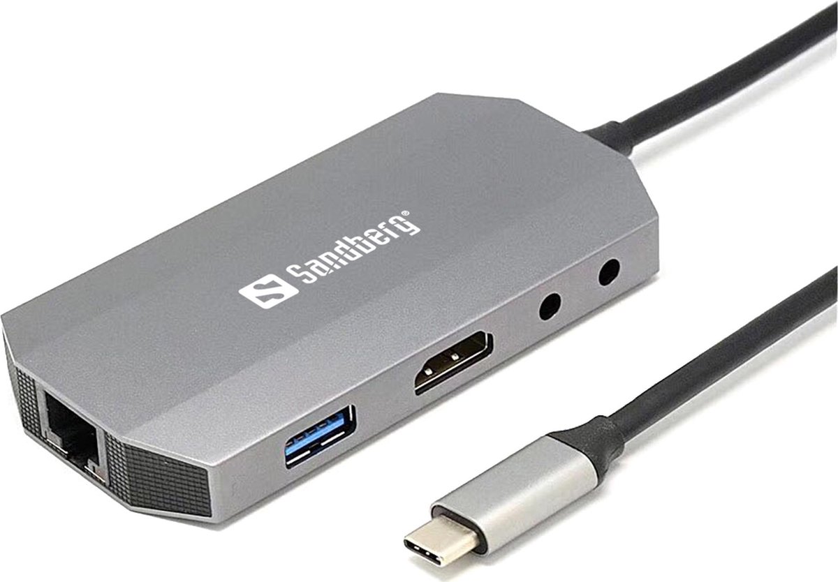 Sandberg 136 33 usb c 6 in1 9 orig - Sandberg 136-33 6-In1 Travel Dock USB-C Dockingstation (grijs)